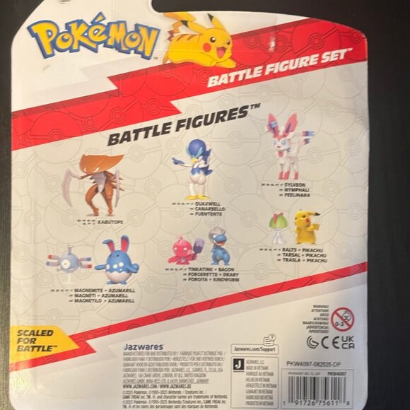 Pokemon Battle Figure Set Pikachu Galarian Ponyta Gible 3-Pack Jazwares NIB - Picture 2 of 2